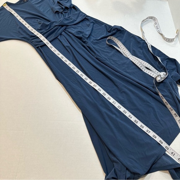 Topshop Midi Dress Knot Twist Front Teal Blue Short Sleeve Size 4 B33#49 - Picture 12 of 12